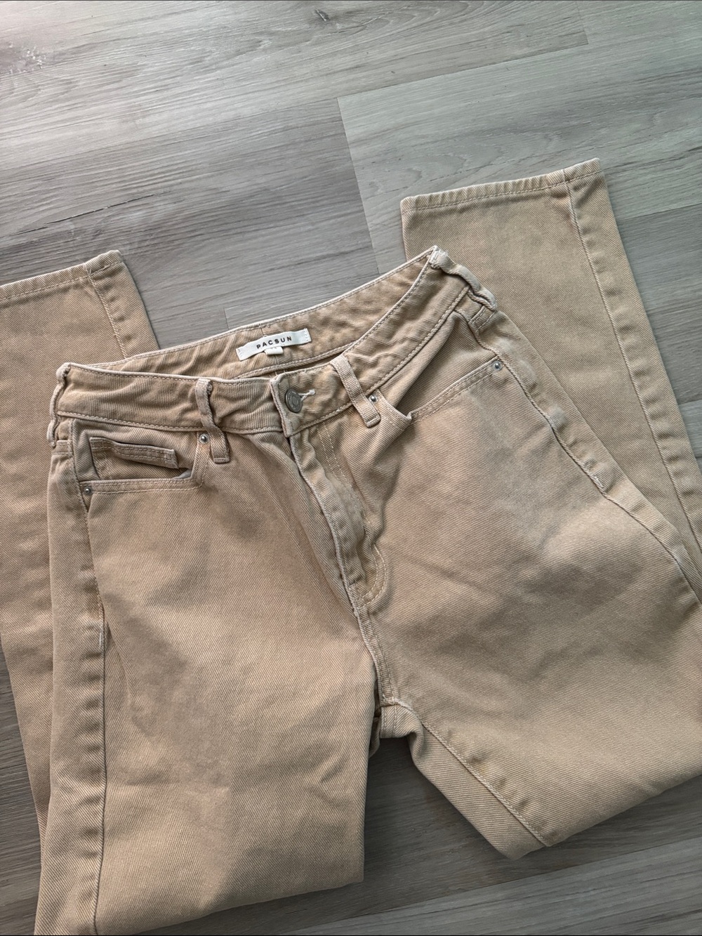 PacSun Tan High-Rise Straight Denim